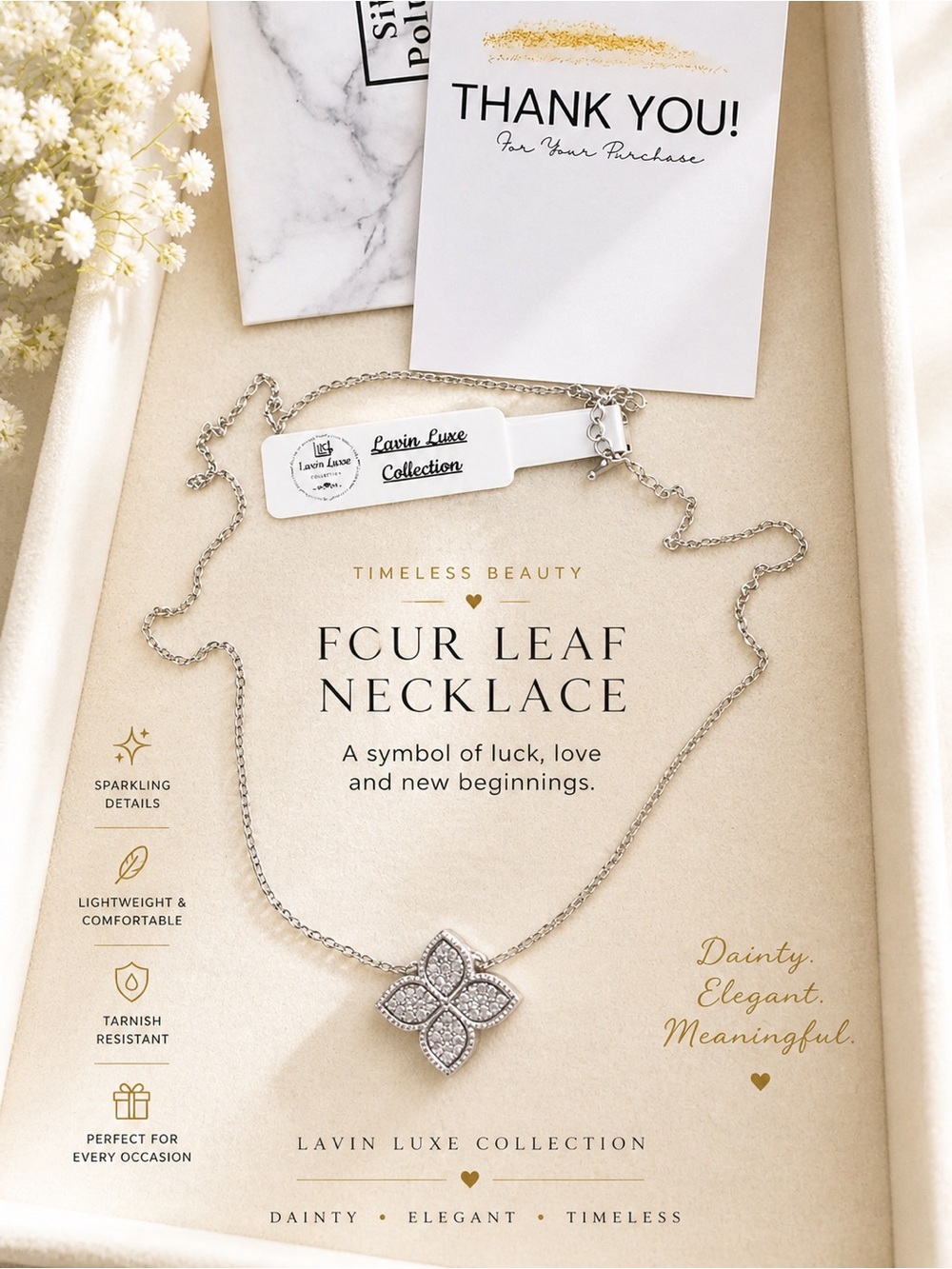 Silver Four Leaf Necklace